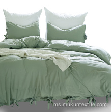 Green Washed Cotton Duvet Cover Set Set Bedding